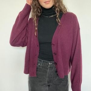 100 cashmere burgundy cardigan sweater